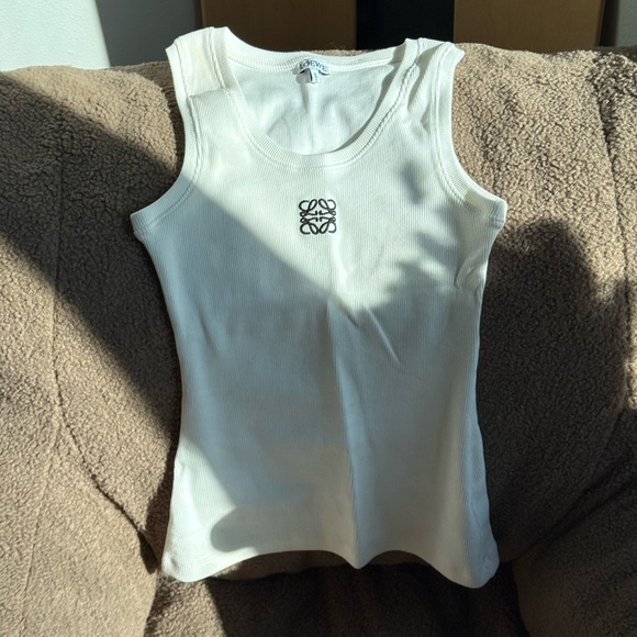Loewe Cream Ribbed Logo Tank Top - Picture 1 of 2